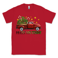 Red Merry And Bright Christmas Trees Truck Classic Tee - FaDigitalArtStudio