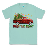 Seafoam Merry And Bright Christmas Trees Truck Classic Tee - FaDigitalArtStudio