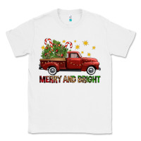 White Merry And Bright Christmas Trees Truck Classic Tee - FaDigitalArtStudio