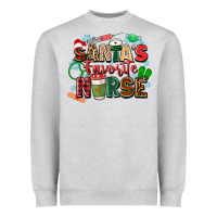 Heather Grey santa's favorite nurse Heavyweight Sweatshirt - Zillion Design Studio