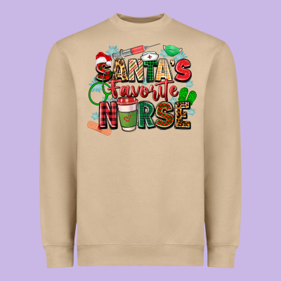 Santa's Favorite Nurse Heavyweight Sweatshirt Designed By Zillion Design Studio