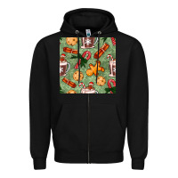 Black christmas hot chocolate and cookies seamless pattern Zipper Hoodie - BundleAndBundleShop