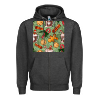Charcoal Heather christmas hot chocolate and cookies seamless pattern Zipper Hoodie - BundleAndBundleShop