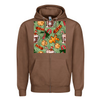 Chestnut christmas hot chocolate and cookies seamless pattern Zipper Hoodie - BundleAndBundleShop