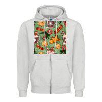 Dove Grey christmas hot chocolate and cookies seamless pattern Zipper Hoodie - BundleAndBundleShop