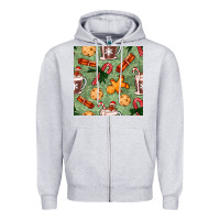 Heather Grey christmas hot chocolate and cookies seamless pattern Zipper Hoodie - BundleAndBundleShop