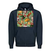 Navy christmas hot chocolate and cookies seamless pattern Zipper Hoodie - BundleAndBundleShop