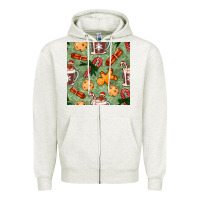 Oatmeal Heather christmas hot chocolate and cookies seamless pattern Zipper Hoodie - BundleAndBundleShop