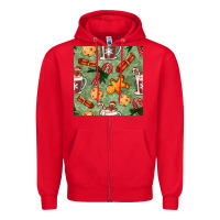 Red christmas hot chocolate and cookies seamless pattern Zipper Hoodie - BundleAndBundleShop