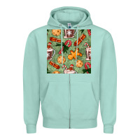 Seafoam christmas hot chocolate and cookies seamless pattern Zipper Hoodie - BundleAndBundleShop