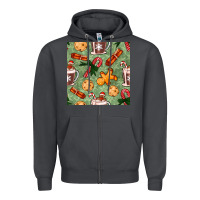 Smoke christmas hot chocolate and cookies seamless pattern Zipper Hoodie - BundleAndBundleShop
