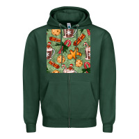 Sports Green christmas hot chocolate and cookies seamless pattern Zipper Hoodie - BundleAndBundleShop