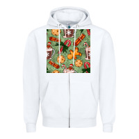 White christmas hot chocolate and cookies seamless pattern Zipper Hoodie - BundleAndBundleShop