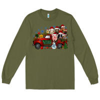 Army Green christmas farm animals truck Long Sleeve Tee - RacoonDesign