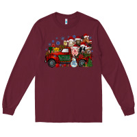 Burgundy christmas farm animals truck Long Sleeve Tee - RacoonDesign