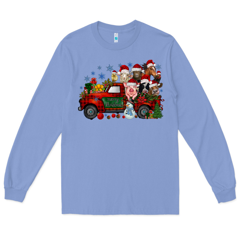 Christmas Farm Animals Truck Long Sleeve Tee by RacoonDesign | Teevron