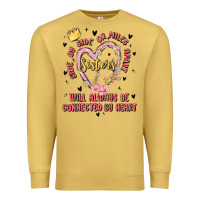 Antique Gold side by side or miles apart sisters will always be connected by heart Premium Sweatshirt - MaliasSmallBusiness