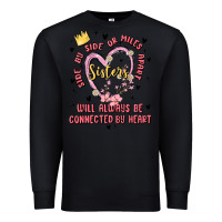 Black side by side or miles apart sisters will always be connected by heart Premium Sweatshirt - MaliasSmallBusiness