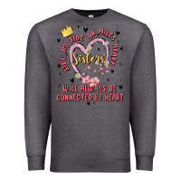 Charcoal Heather side by side or miles apart sisters will always be connected by heart Premium Sweatshirt - MaliasSmallBusiness
