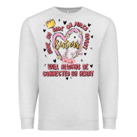 Oatmeal Heather side by side or miles apart sisters will always be connected by heart Premium Sweatshirt - MaliasSmallBusiness