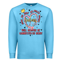 Ocean Blue side by side or miles apart sisters will always be connected by heart Premium Sweatshirt - MaliasSmallBusiness