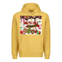 Antique Gold North Pole Hot Chocolate christmas Premium Hoodie - MaliasSmallBusiness