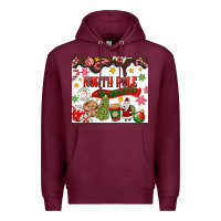 Burgundy North Pole Hot Chocolate christmas Premium Hoodie - MaliasSmallBusiness