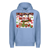 Colony Blue North Pole Hot Chocolate christmas Premium Hoodie - MaliasSmallBusiness