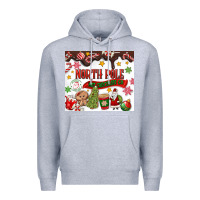 Heather Grey North Pole Hot Chocolate christmas Premium Hoodie - MaliasSmallBusiness
