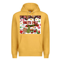 Mustard North Pole Hot Chocolate christmas Premium Hoodie - MaliasSmallBusiness