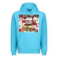 Ocean Blue North Pole Hot Chocolate christmas Premium Hoodie - MaliasSmallBusiness