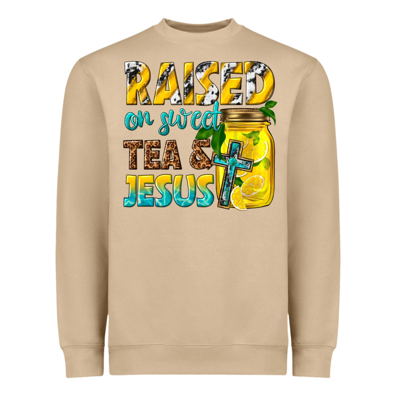 Raised On Sweet Tea And Jesus Heavyweight Sweatshirt by texasbilliewilder | Teevron