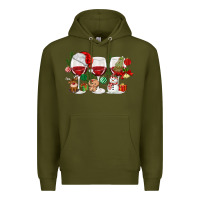 Army Green Christmas Wine Glasses Premium Hoodie - MaliasSmallBusiness