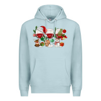 Blue Mist Christmas Wine Glasses Premium Hoodie - MaliasSmallBusiness