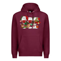 Burgundy Christmas Wine Glasses Premium Hoodie - MaliasSmallBusiness