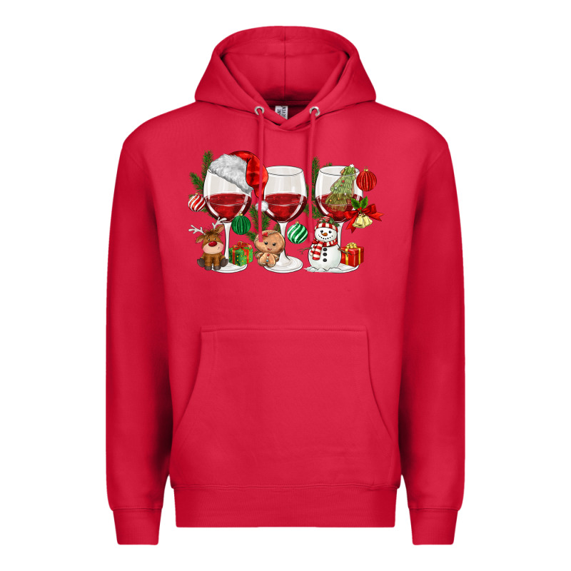 Christmas Wine Glasses Premium Hoodie by MaliasSmallBusiness | Teevron