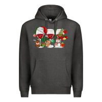 Charcoal Heather Christmas Wine Glasses Premium Hoodie - MaliasSmallBusiness