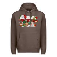 Coffee Christmas Wine Glasses Premium Hoodie - MaliasSmallBusiness