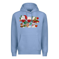 Colony Blue Christmas Wine Glasses Premium Hoodie - MaliasSmallBusiness