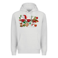 Dove Grey Christmas Wine Glasses Premium Hoodie - MaliasSmallBusiness