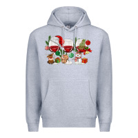 Heather Grey Christmas Wine Glasses Premium Hoodie - MaliasSmallBusiness