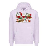 Lilac Christmas Wine Glasses Premium Hoodie - MaliasSmallBusiness