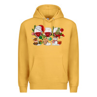 Mustard Christmas Wine Glasses Premium Hoodie - MaliasSmallBusiness