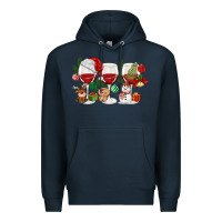 Navy Christmas Wine Glasses Premium Hoodie - MaliasSmallBusiness