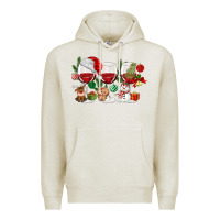Oatmeal Heather Christmas Wine Glasses Premium Hoodie - MaliasSmallBusiness