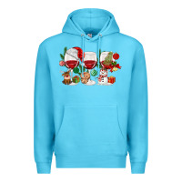 Ocean Blue Christmas Wine Glasses Premium Hoodie - MaliasSmallBusiness
