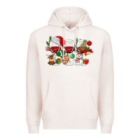 Pale Pink Christmas Wine Glasses Premium Hoodie - MaliasSmallBusiness