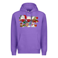 Purple Christmas Wine Glasses Premium Hoodie - MaliasSmallBusiness