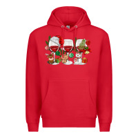 Red Christmas Wine Glasses Premium Hoodie - MaliasSmallBusiness