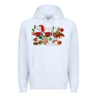 White Christmas Wine Glasses Premium Hoodie - MaliasSmallBusiness